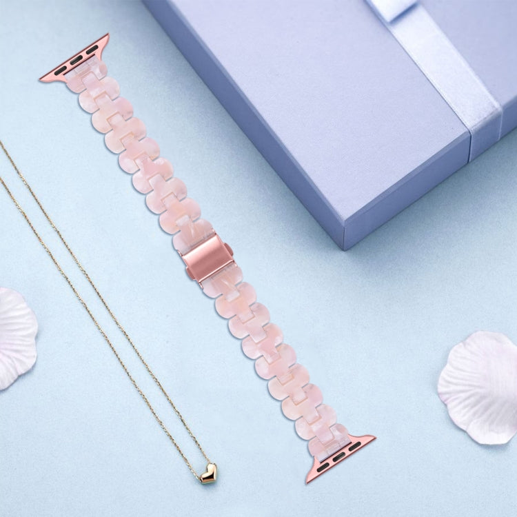 Oval Resin Watch Band For Apple Watch Ultra 49mm&Watch Ultra 2 49mm / Series 9&8&7 45mm / SE 3&SE 2&6&SE&5&4 44mm / 3&2&1 42mm(Pink Flower) by bashfashion