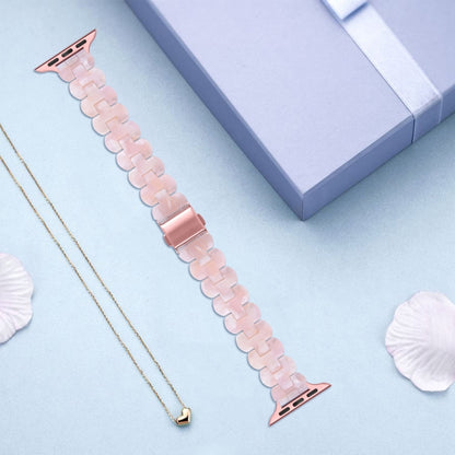 Oval Resin Watch Band For Apple Watch Ultra 49mm&Watch Ultra 2 49mm / Series 9&8&7 45mm / SE 3&SE 2&6&SE&5&4 44mm / 3&2&1 42mm(Pink Flower) by bashfashion