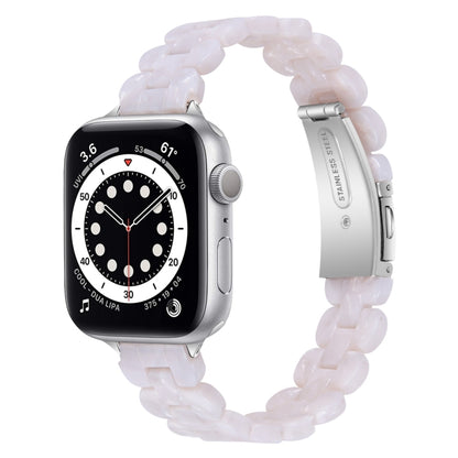 Oval Resin Watch Band For Apple Watch Ultra 49mm&Watch Ultra 2 49mm / Series 9&8&7 45mm / SE 3&SE 2&6&SE&5&4 44mm / 3&2&1 42mm(Pearl White) by bashfashion