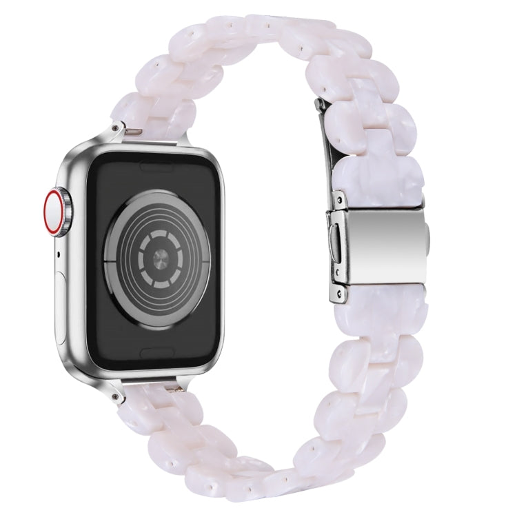 Oval Resin Watch Band For Apple Watch Ultra 49mm&Watch Ultra 2 49mm / Series 9&8&7 45mm / SE 3&SE 2&6&SE&5&4 44mm / 3&2&1 42mm(Pearl White) by bashfashion