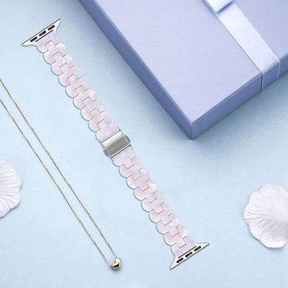 Oval Resin Watch Band For Apple Watch Ultra 49mm&Watch Ultra 2 49mm / Series 9&8&7 45mm / SE 3&SE 2&6&SE&5&4 44mm / 3&2&1 42mm(Pearl White) by bashfashion