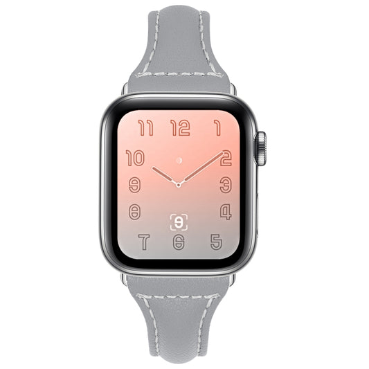 Three-color T-shape Leather Watch Band For Apple Watch Series 9&8&7 41mm / SE 3&SE 2&6&SE&5&4 40mm / 3&2&1 38mm(Coffee Grey+Grey) by bashfashion