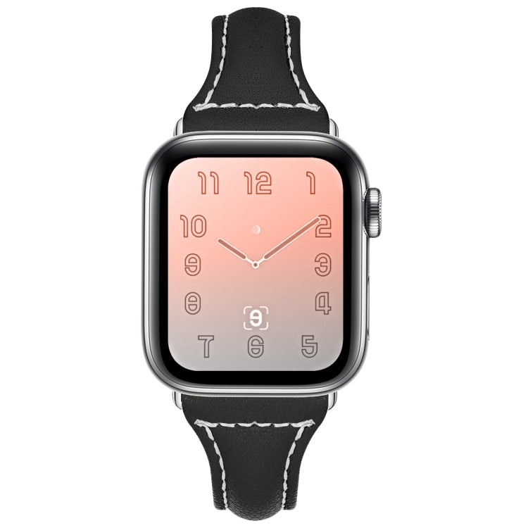 Three-color T-shape Leather Watch Band For Apple Watch Ultra 49mm&Watch Ultra 2 49mm / Series 9&8&7 45mm / SE 3&SE 2&6&SE&5&4 44mm / 3&2&1 42mm(White Black + Black) by bashfashion