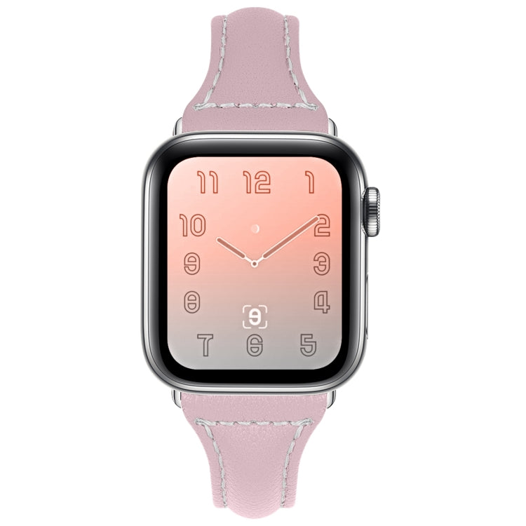 Three-color T-shape Leather Watch Band For Apple Watch Ultra 49mm&Watch Ultra 2 49mm / Series 9&8&7 45mm / SE 3&SE 2&6&SE&5&4 44mm / 3&2&1 42mm(Grey Pink+Light Grey) by bashfashion