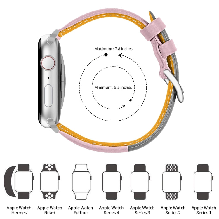 Three-color T-shape Leather Watch Band For Apple Watch Ultra 49mm&Watch Ultra 2 49mm / Series 9&8&7 45mm / SE 3&SE 2&6&SE&5&4 44mm / 3&2&1 42mm(Grey Pink+Light Grey) by bashfashion