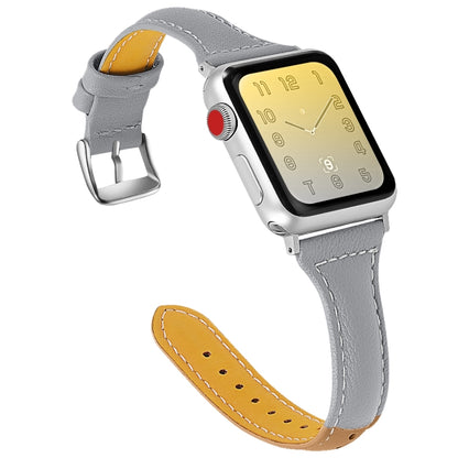 Three-color T-shape Leather Watch Band For Apple Watch Ultra 49mm&Watch Ultra 2 49mm / Series 9&8&7 45mm / SE 3&SE 2&6&SE&5&4 44mm / 3&2&1 42mm(Coffee Grey+Grey) by bashfashion