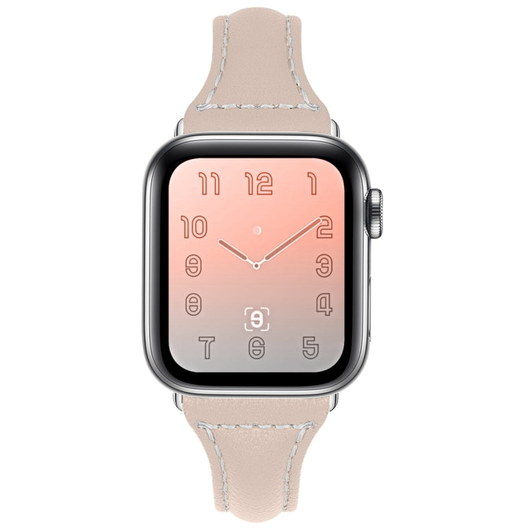 Three-color T-shape Leather Watch Band For Apple Watch Ultra 49mm&Watch Ultra 2 49mm / Series 9&8&7 45mm / SE 3&SE 2&6&SE&5&4 44mm / 3&2&1 42mm(Coffee Apricot+Apricot) by bashfashion