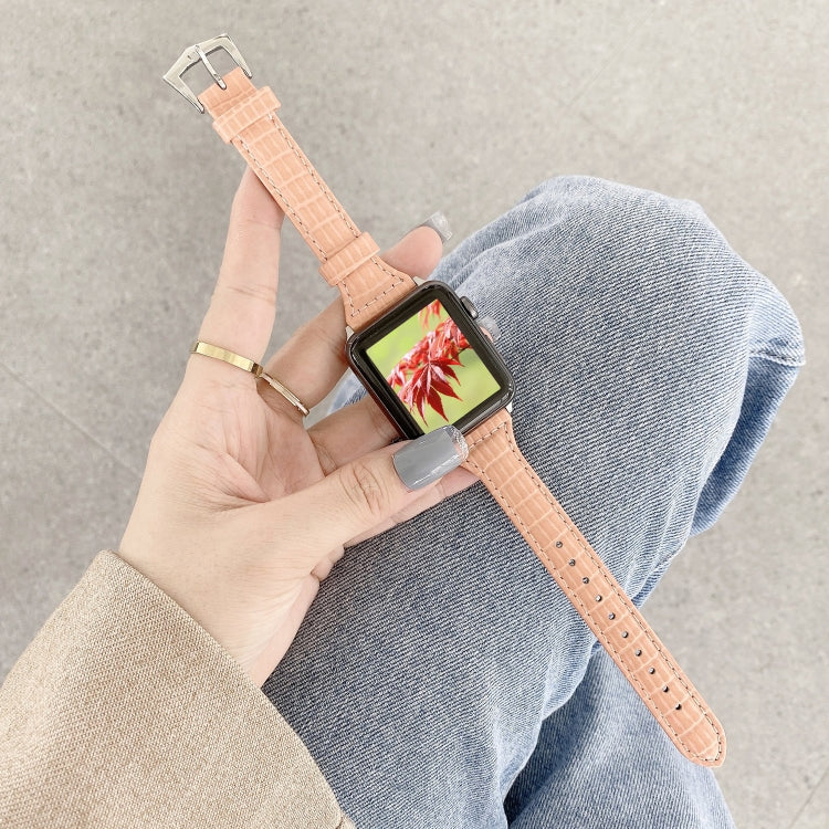 Crocodile Texture Leather Watch Band For Apple Watch Series 9&8&7 41mm / SE 3&SE 2&6&SE&5&4 40mm / 3&2&1 38mm(Pink) by bashfashion