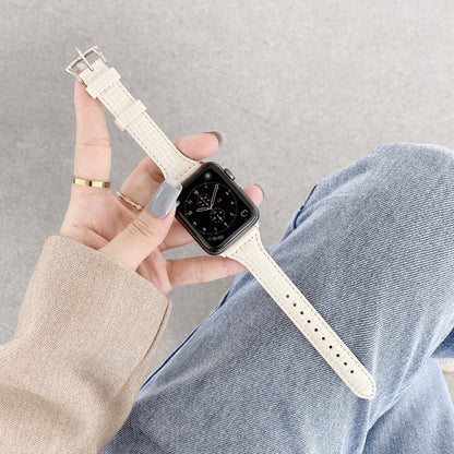 Crocodile Texture Leather Watch Band For Apple Watch Series 9&8&7 41mm / SE 3&SE 2&6&SE&5&4 40mm / 3&2&1 38mm(Milky White) by bashfashion