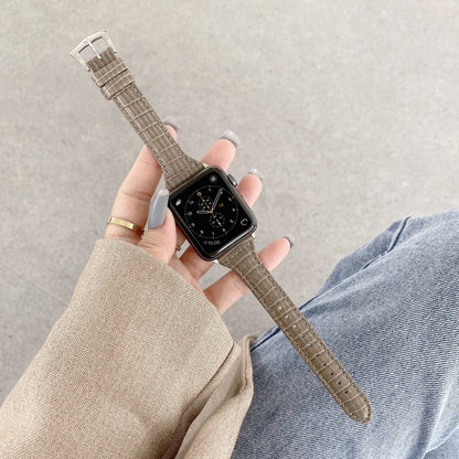 Crocodile Texture Leather Watch Band For Apple Watch Ultra 49mm&Watch Ultra 2 49mm / Series 9&8&7 45mm / SE 3&SE 2&6&SE&5&4 44mm / 3&2&1 42mm(Caramel Brown) by bashfashion