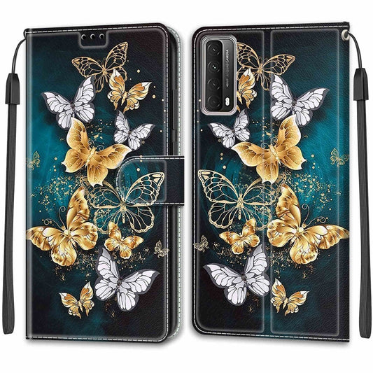 For Huawei P Smart 2021 / Y7a Voltage Colored Drawing Magnetic Clasp Horizontal Flip PU Leather Case with Holder & Card Slots(C20 Gold Silver Flying Butterflies) by AutSpace