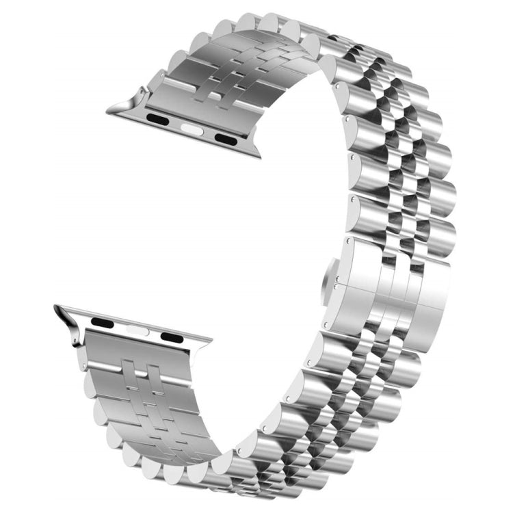 Man Five Beads Stainless Steel Watch Band, Width: 22mm For Apple Watch Series 9&8&7 41mm / SE 3&SE 2&6&SE&5&4 40mm / 3&2&1 38mm(Silver) by bashfashion