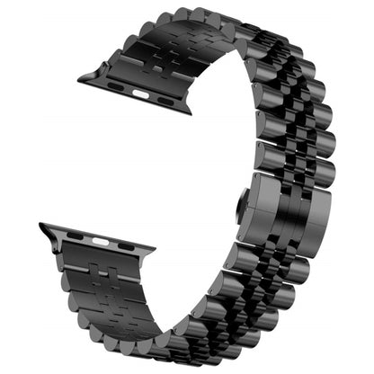 Man Five Beads Stainless Steel Watch Band, Width: 22mm For Apple Watch Series 9&8&7 41mm / SE 3&SE 2&6&SE&5&4 40mm / 3&2&1 38mm(Black) by bashfashion