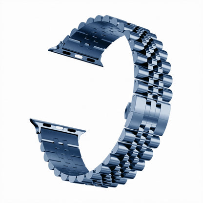 Man Five Beads Stainless Steel Watch Band, Width: 22mm For Apple Watch Series 9&8&7 41mm / SE 3&SE 2&6&SE&5&4 40mm / 3&2&1 38mm(Blue) by bashfashion