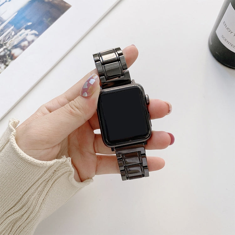 Five Beads Ceramic Steel Watch Band For Apple Watch Ultra 49mm&Watch Ultra 2 49mm / Series 9&8&7 45mm / SE 3&SE 2&6&SE&5&4 44mm / 3&2&1 42mm(Black) by bashfashion