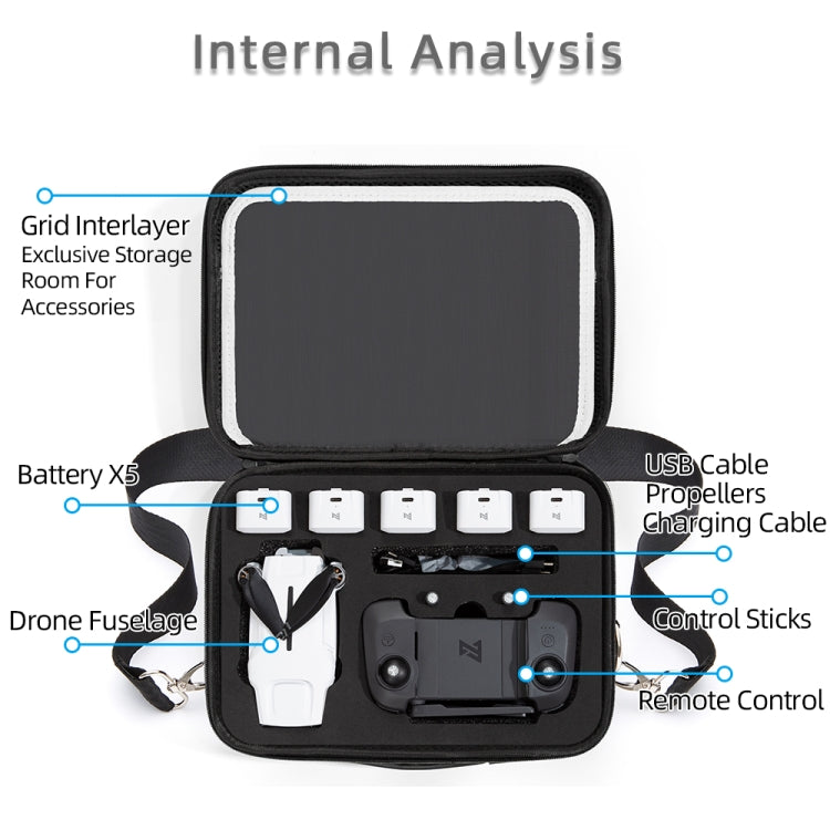 Portable Single Shoulder Storage Travel Carrying Cover Case Box with Baffle Separator for FIMI X8 mini(Black + Black Liner) by bashfashion