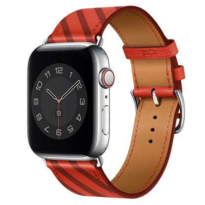 Strip Texture Leather Watch Band For Apple Watch Series 9&8&7 41mm / SE 3&SE 2&6&SE&5&4 40mm / 3&2&1 38mm(Red Plum) by bashfashion
