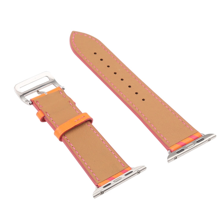 Strip Texture Leather Watch Band For Apple Watch Series 9&8&7 41mm / SE 3&SE 2&6&SE&5&4 40mm / 3&2&1 38mm(Apricot Red) by bashfashion