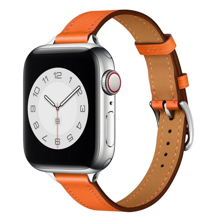 Small Waist Leather Watch Band For Apple Watch Ultra 49mm&Watch Ultra 2 49mm / Series 9&8&7 45mm / SE 3&SE 2&6&SE&5&4 44mm / 3&2&1 42mm(Orange) by bashfashion