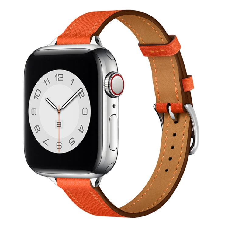 Small Waist Leather Watch Band For Apple Watch Ultra 49mm&Watch Ultra 2 49mm / Series 9&8&7 45mm / SE 3&SE 2&6&SE&5&4 44mm / 3&2&1 42mm(Flame Orange) by bashfashion