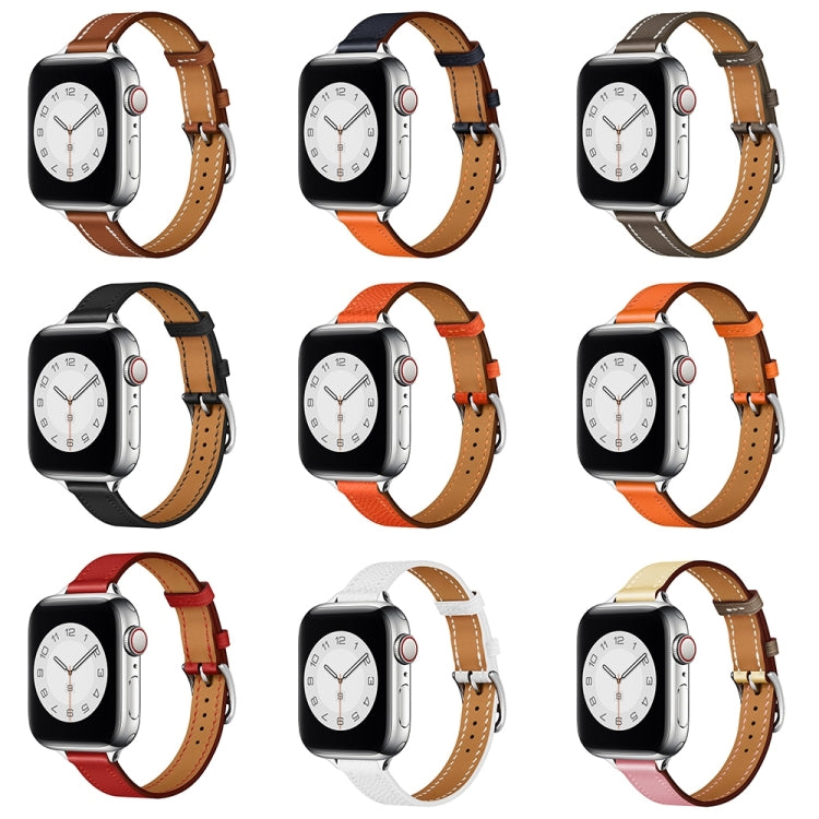 Small Waist Leather Watch Band For Apple Watch Ultra 49mm&Watch Ultra 2 49mm / Series 9&8&7 45mm / SE 3&SE 2&6&SE&5&4 44mm / 3&2&1 42mm(Orange) by bashfashion