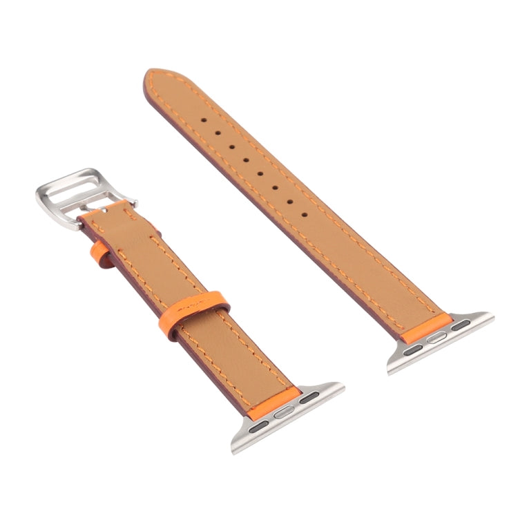 Small Waist Leather Watch Band For Apple Watch Ultra 49mm&Watch Ultra 2 49mm / Series 9&8&7 45mm / SE 3&SE 2&6&SE&5&4 44mm / 3&2&1 42mm(Orange) by bashfashion