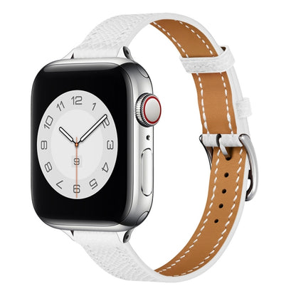 Small Waist Leather Watch Band For Apple Watch Series 9&8&7 41mm / SE 3&SE 2&6&SE&5&4 40mm / 3&2&1 38mm(White) by bashfashion