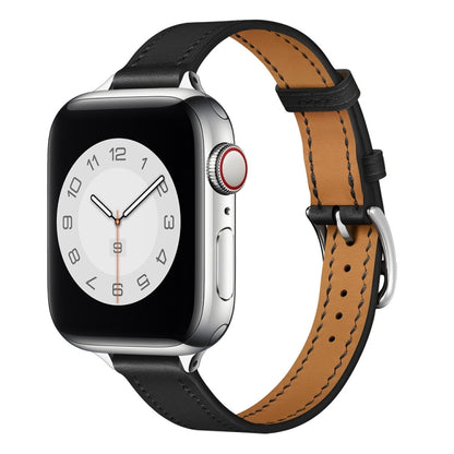 Small Waist Leather Watch Band For Apple Watch Series 9&8&7 41mm / SE 3&SE 2&6&SE&5&4 40mm / 3&2&1 38mm(Black) by bashfashion