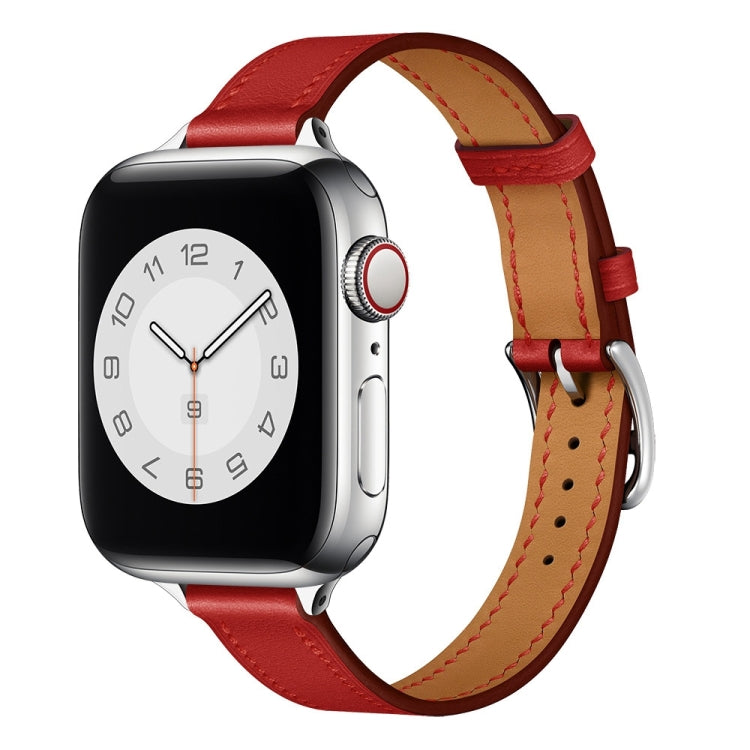 Small Waist Leather Watch Band For Apple Watch Series 9&8&7 41mm / SE 3&SE 2&6&SE&5&4 40mm / 3&2&1 38mm(Red) by bashfashion