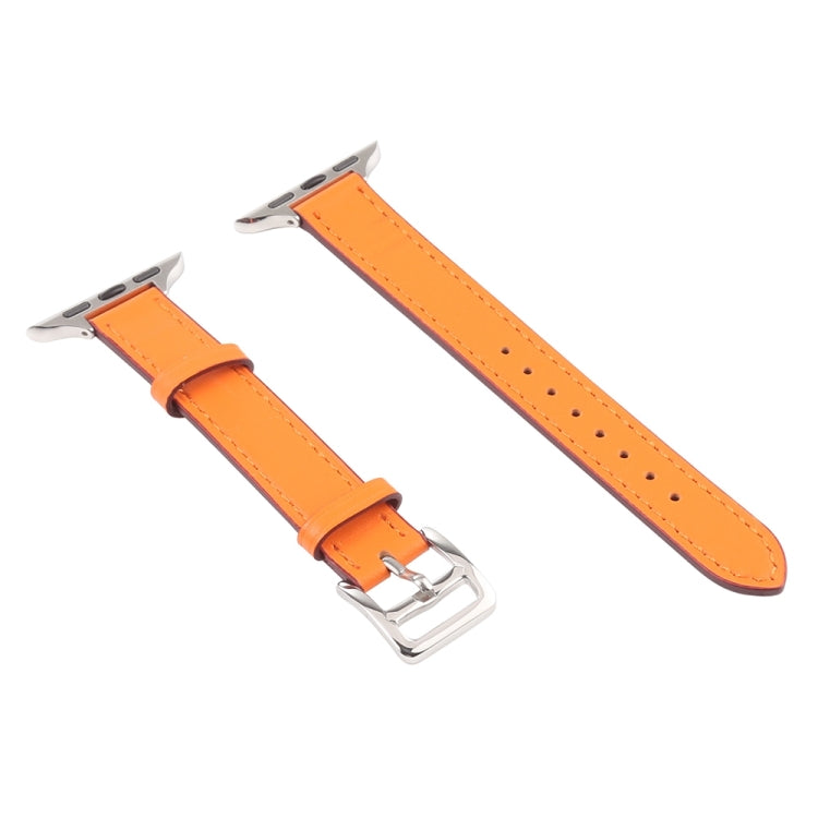 Small Waist Leather Watch Band For Apple Watch Series 9&8&7 41mm / SE 3&SE 2&6&SE&5&4 40mm / 3&2&1 38mm(Orange + Indigo) by bashfashion