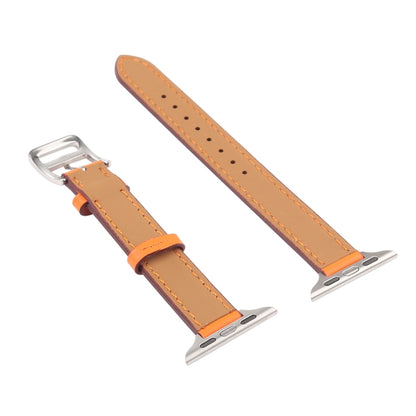 Small Waist Leather Watch Band For Apple Watch Series 9&8&7 41mm / SE 3&SE 2&6&SE&5&4 40mm / 3&2&1 38mm(Orange + Indigo) by bashfashion