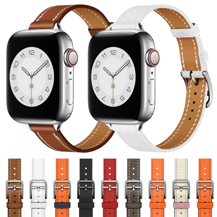 Small Waist Leather Watch Band For Apple Watch Series 9&8&7 41mm / SE 3&SE 2&6&SE&5&4 40mm / 3&2&1 38mm(Flame Orange) by bashfashion