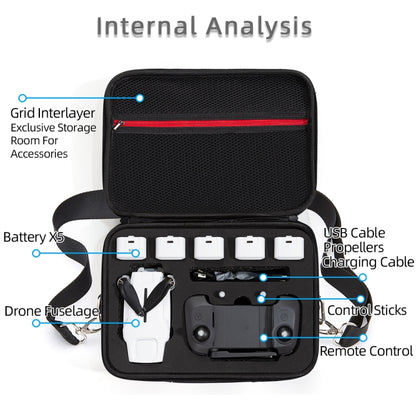 Single Shoulder Storage Bag Shockproof Waterproof Travel Carrying Cover Hard Case for FIMI X8 Mini(Black + Red Liner) by bashfashion