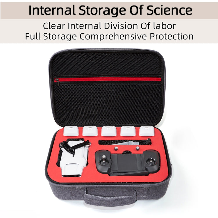 Grey Canvas Single Shoulder Storage Bag Shockproof Waterproof Travel Carrying Cover Hard Case for FIMI X8 Mini(Black + Red Liner) by bashfashion