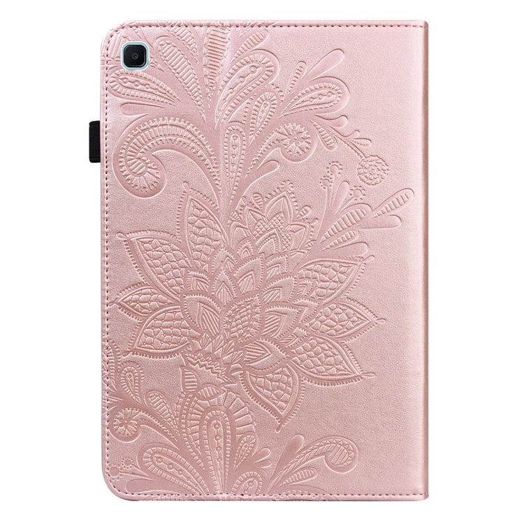 Lace Flower Embossing Pattern Horizontal Flip Leather Case with Holder & Card Slots & Wallet & Photo Frame & Sleep / Wake-up Function For Samsung Galaxy Tab S6 Lite SM-P610/SM-P615(Rose Gold) by bashfashion