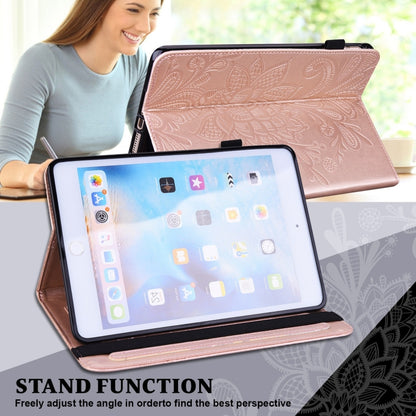 Lace Flower Embossing Pattern Horizontal Flip Leather Case with Holder & Card Slots & Wallet & Photo Frame & Sleep / Wake-up Function For Samsung Galaxy Tab S6 Lite SM-P610/SM-P615(Rose Gold) by bashfashion