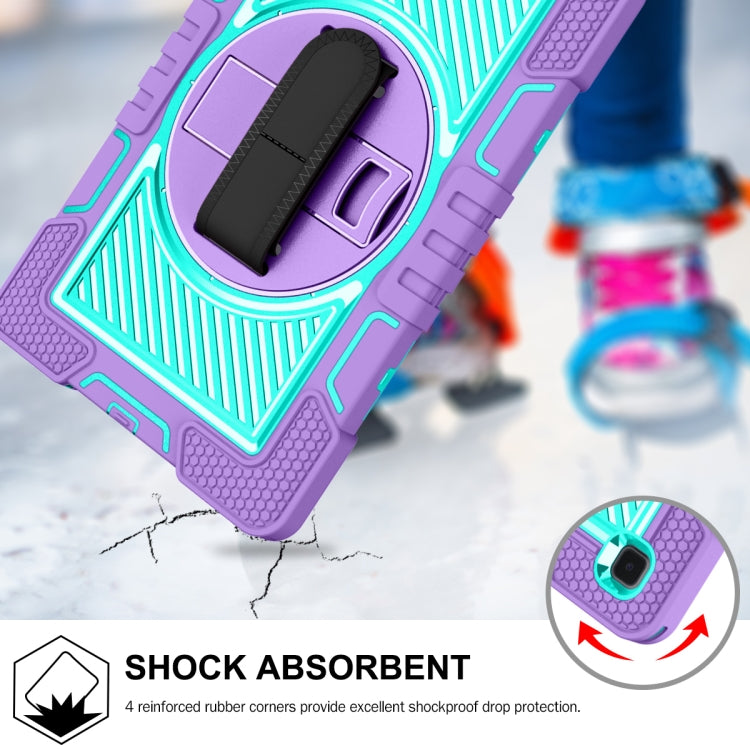 360 Degree Rotation Contrast Color Shockproof Silicone + PC Case with Holder & Hand Grip Strap & Shoulder Strap For Samsung Galaxy Tab A7 10.4 (2020) T500/T505 (Purple+Mint Green) by bashfashion
