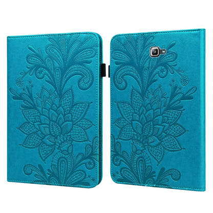 For Samsung Galaxy Tab A A6 10.1 inch 2016 Lace Flower Embossing Pattern Horizontal Flip Leather Case with Holder & Card Slots & Wallet & Photo Frame(Blue) by bashfashion