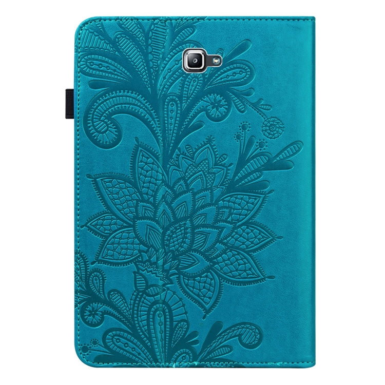 For Samsung Galaxy Tab A A6 10.1 inch 2016 Lace Flower Embossing Pattern Horizontal Flip Leather Case with Holder & Card Slots & Wallet & Photo Frame(Blue) by bashfashion