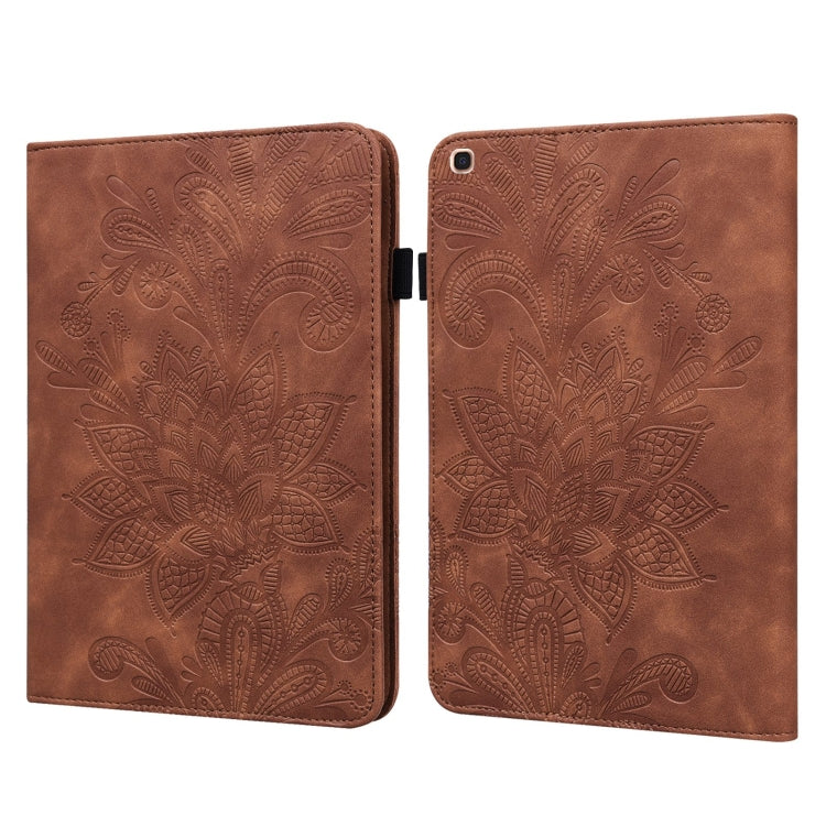 For Samsung Galaxy Tab A 10.1 2019 T510 Lace Flower Embossing Pattern Horizontal Flip Leather Case with Holder & Card Slots & Wallet & Photo Frame(Brown) by bashfashion