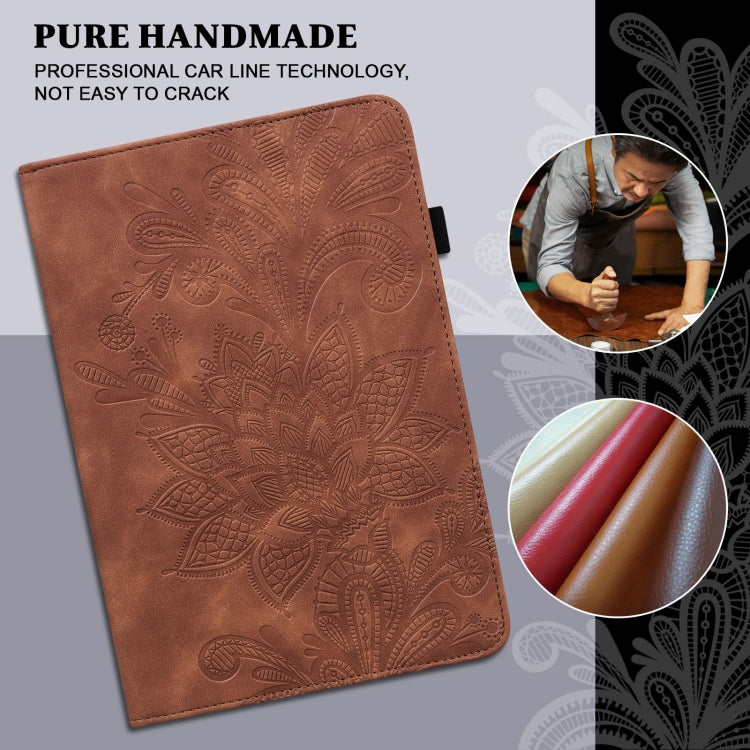 For Samsung Galaxy Tab S8 / Galaxy Tab S7 SM-T870/SM-T875/SM-T876B Lace Flower Embossing Pattern Horizontal Flip Leather Case with Holder & Card Slots & Wallet & Photo Frame(Brown) by bashfashion