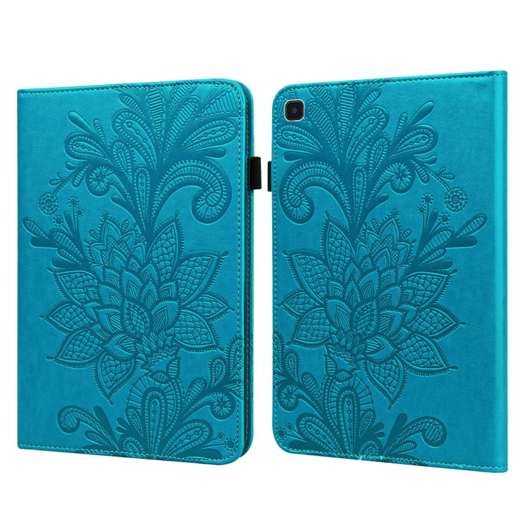 For Samsung Galaxy Tab A7 Lite T220/T225 Lace Flower Embossing Pattern Horizontal Flip Leather Case with Holder & Card Slots & Wallet & Photo Frame(Blue) by bashfashion