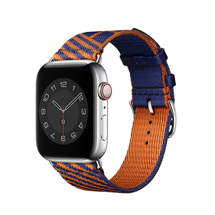 Two-color Nylon Braid Watch Band For Apple Watch Series 9&8&7 41mm / SE 3&SE 2&6&SE&5&4 40mm / 3&2&1 38mm(Blue+Orange) by bashfashion