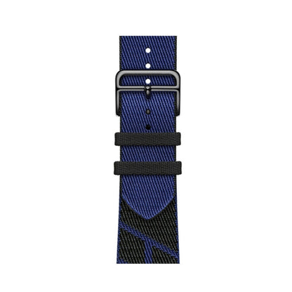 Two-color Nylon Braid Watch Band For Apple Watch Series 9&8&7 41mm / SE 3&SE 2&6&SE&5&4 40mm / 3&2&1 38mm(Black+Blue) by bashfashion