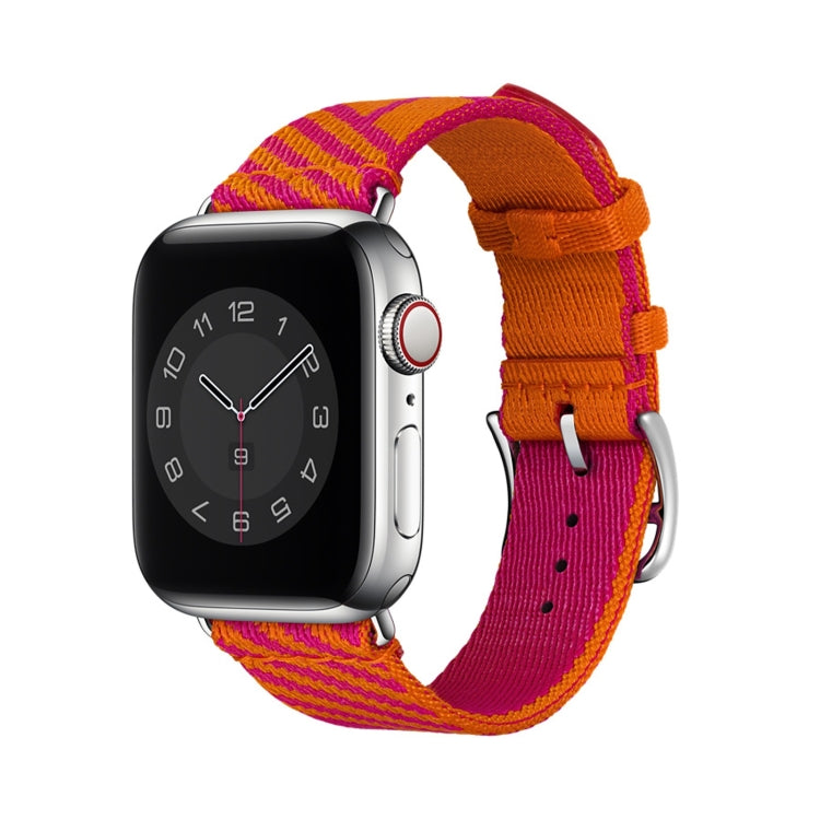 Two-color Nylon Braid Watch Band For Apple Watch Series 9&8&7 41mm / SE 3&SE 2&6&SE&5&4 40mm / 3&2&1 38mm(Orange+Pink) by bashfashion