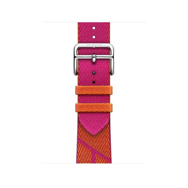 Two-color Nylon Braid Watch Band For Apple Watch Series 9&8&7 41mm / SE 3&SE 2&6&SE&5&4 40mm / 3&2&1 38mm(Orange+Pink) by bashfashion