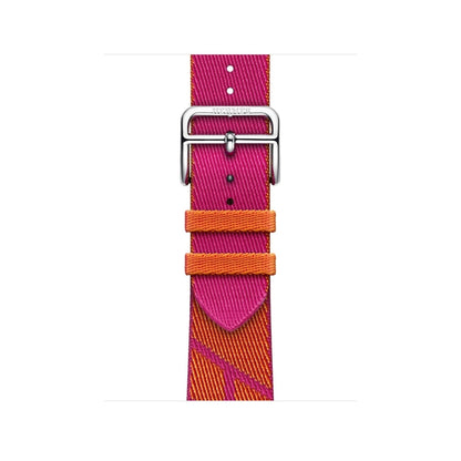 Two-color Nylon Braid Watch Band For Apple Watch Series 9&8&7 41mm / SE 3&SE 2&6&SE&5&4 40mm / 3&2&1 38mm(Orange+Pink) by bashfashion