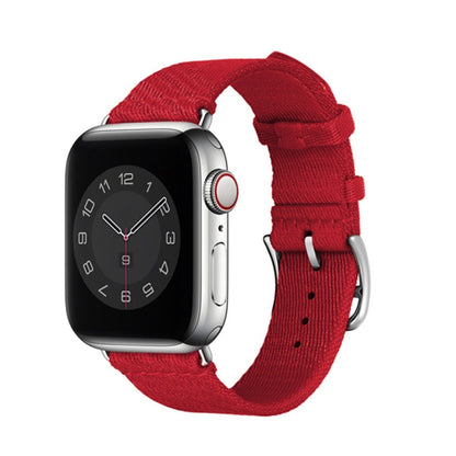 Two-color Nylon Braid Watch Band For Apple Watch Series 9&8&7 41mm / SE 3&SE 2&6&SE&5&4 40mm / 3&2&1 38mm(Rose Red) by bashfashion