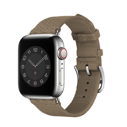 Two-color Nylon Braid Watch Band For Apple Watch Series 9&8&7 41mm / SE 3&SE 2&6&SE&5&4 40mm / 3&2&1 38mm(Light Khaki) by bashfashion