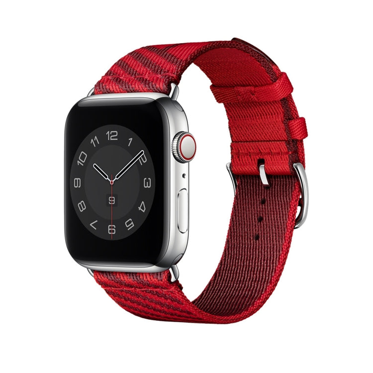 Two-color Nylon Braid Watch Band For Apple Watch Series 9&8&7 41mm / SE 3&SE 2&6&SE&5&4 40mm / 3&2&1 38mm(Dark Red+Red) by bashfashion